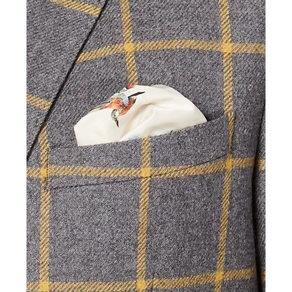 TALLIA Men's Slim Fit Gray Yellow Window Pane Wool Sport Coat | 44L - Picture 9 of 9